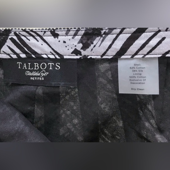 Talbots Black and White A line Skirt.  Cotton Silk Blend Lined Women Size 2p - Picture 6 of 6